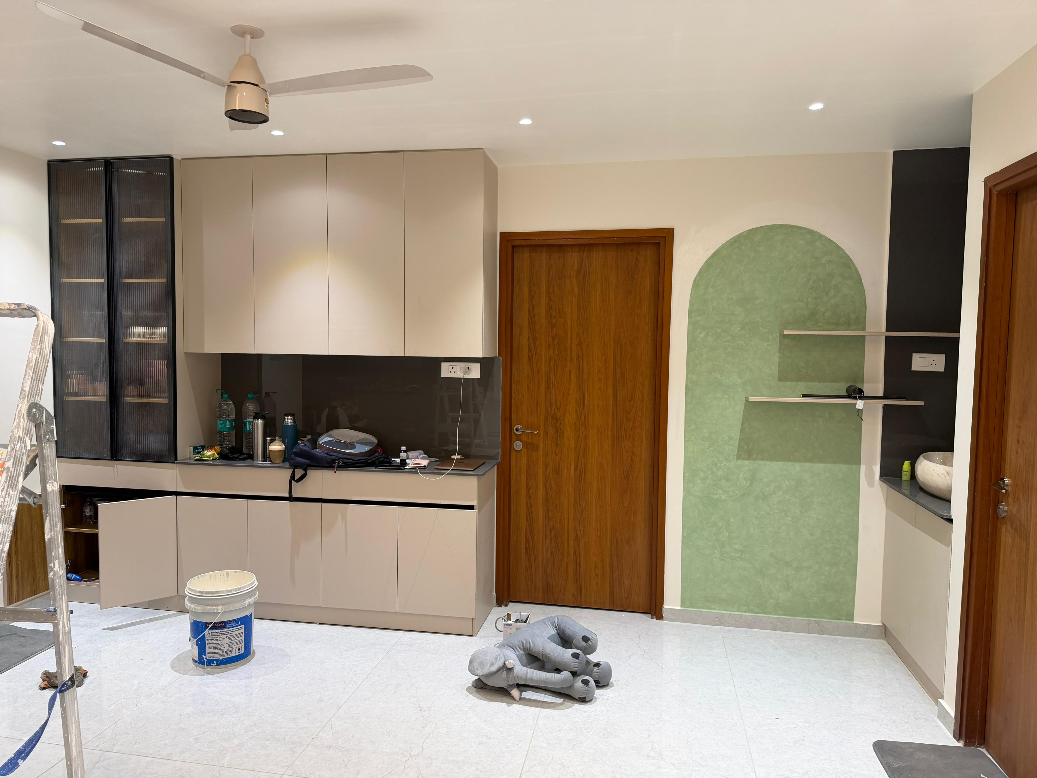 Kolor Canvas Lime Wash Paint - Shaded Fern finish applied at Hyderabad, India in green color - View 1