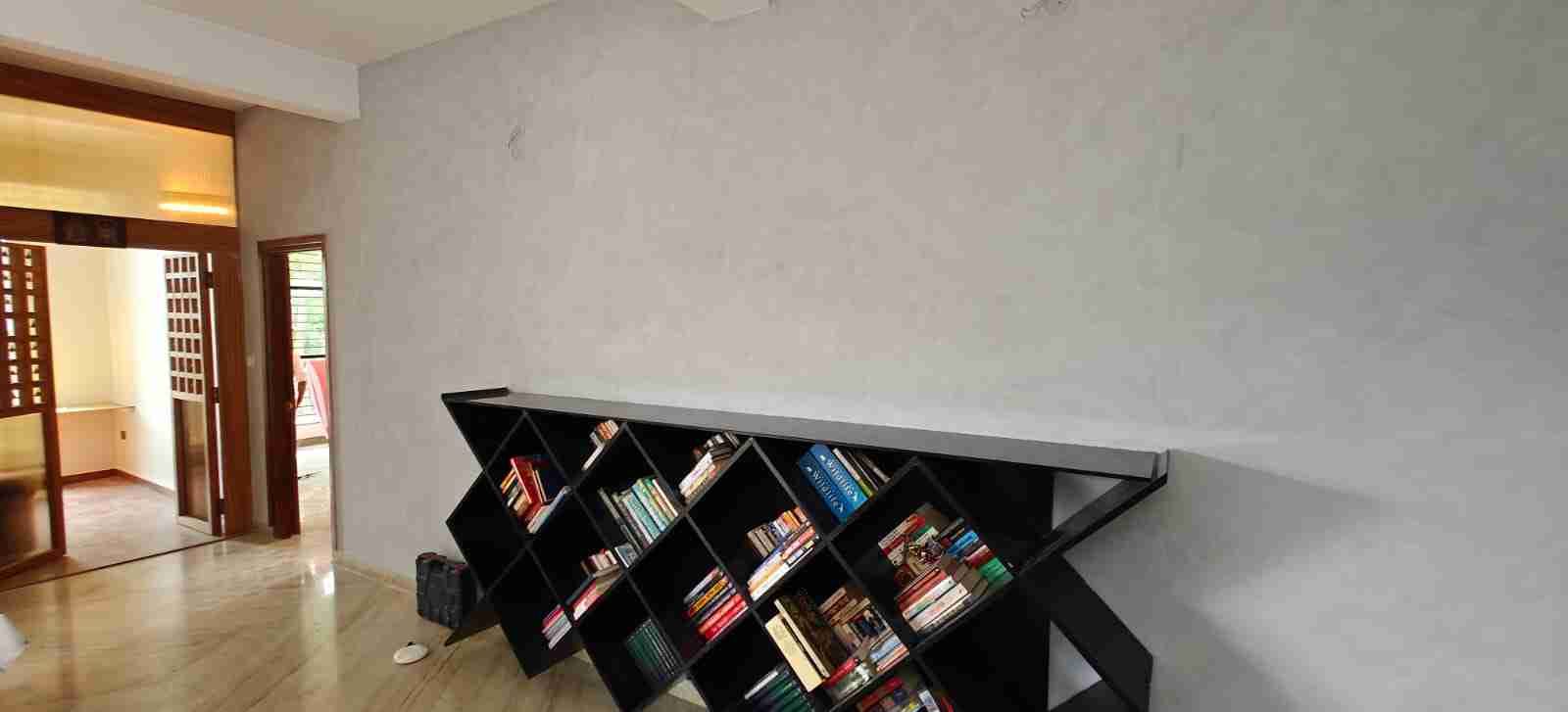 Kolor Canvas Lime Wash Paint - Gunsmoke Concrete finish applied at Hyderabad, India in gray color - View 1